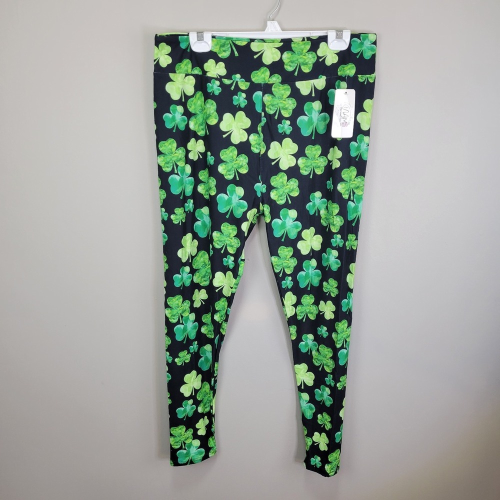 JAAM Shamrock Print Polyester Spandex Ankle‎ Leggings Tall And Curvy